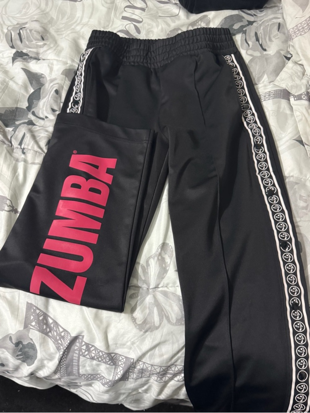 Zumba Fitness Black Track Pants with Pink Logo